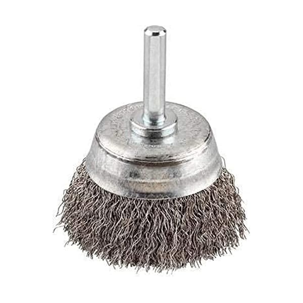 kwb Topf-Bürste grob, gewellt, HSS-Stahldraht, Ø 75 mm für Metall und Stein, Drahtbürste für Bohr-Maschine inkl. E6.3 Sechskant-Schaft, zum Entrosten, Entzundern, Aufrauen und Reinigen