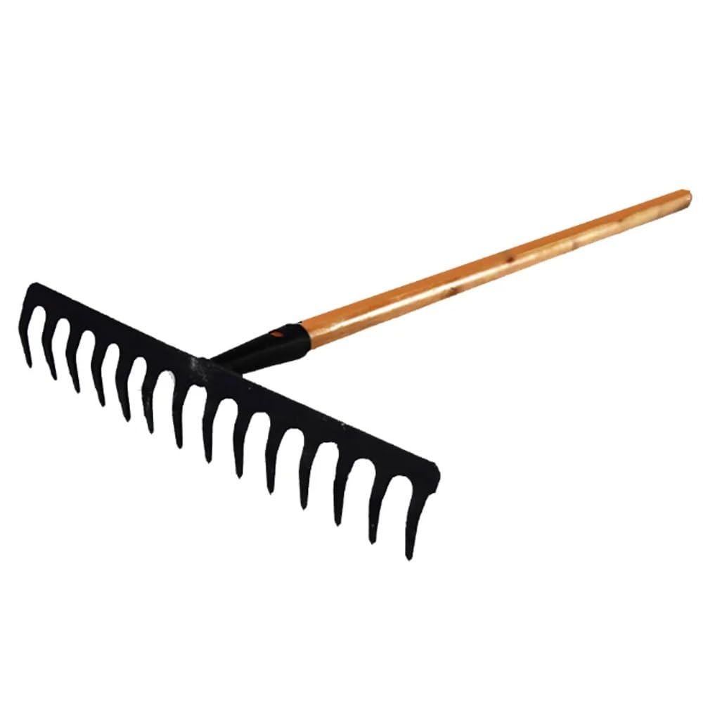 TEHAUX 14-Tooth Rake Head - Steel Garden Rake Attachment For Lawn, Yard, & Soil Prep