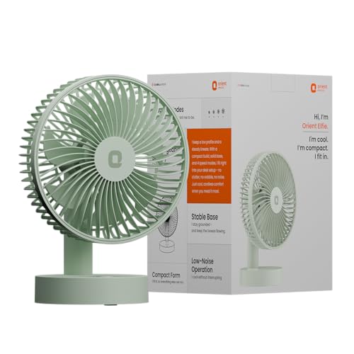 Image of Orient Electric Elfie Rechargeable Personal Fan | 90 Adjustable Airflow | 1800 mAh Battery | 4 Speed Modes | Quiet Operation | USB Type-C Charging | Compact Mini Fan | Matcha Green