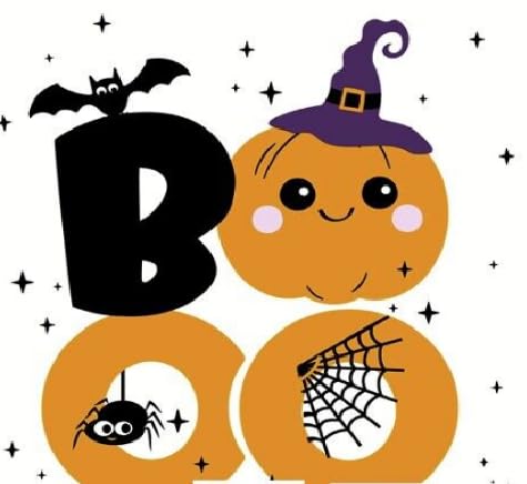 Set of 2 Paper LUNCH Decoupage Napkins HALLOWEEN SCRIPT BOO !! For Needlework Perfect For Birthday Holiday Wedding Cocktail Projects Premium Quality Exquisite Designs