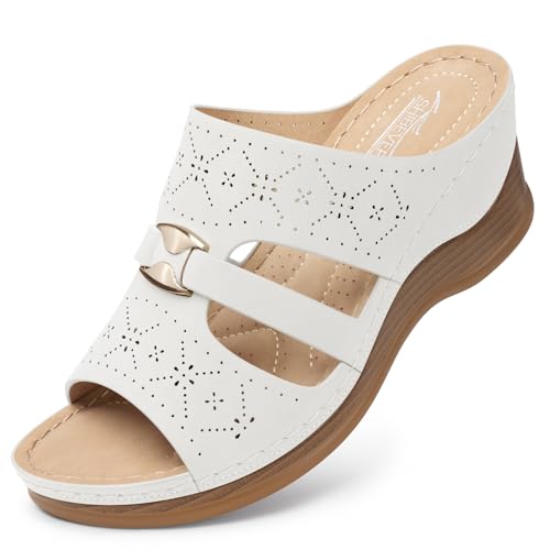 Image of SHIBEVER Wedge Sandals for Women Dressy: Comfortable Slip On Summer Sandal