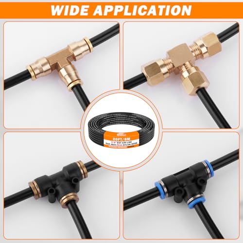 Image of CheeMuii 3 /8 Pneumatic Tubing 20 FT PA12 Nylon DOT Air Line 3 /8 Inch SAE J844 DOT Air Hose 6.1 Meter Pneumatic Air Tubing Pipe Hose Line for Air Brake System Or Fluid Transfer