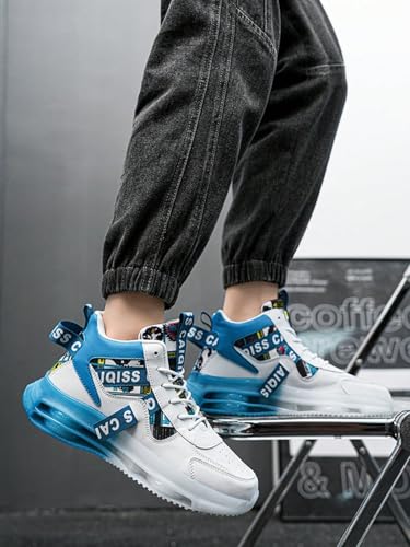 Mesh PU Stylish High Top Air Cushion Sneakers + for Outdoor Walking Travel Gym Casual Sports + Shock Absorbing Non Slip Sole Unisex Streetwear Comfort Fit3