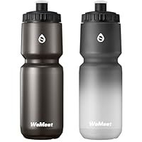 WEMEET Auslaufsichere Leichte Rennrad Wasserflasche 1000ml, Passt die Meisten Fahrradkäfige, Fahrradflasche mit Kapazitätsskala, für Radfahren, Fitness(Schwarz & Schwarz Weiß, 2er-Pack)