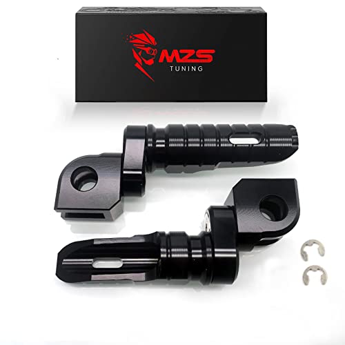 Image of MZS Motorcycle Foot Pegs, CNC Double Adjustable Front Rider Footpegs Footrest Rest Pedal Black Compatible with FZ07 FZ09 FZ10 FZ1 FZ6 FZ6R FZ8 MT03 MT07 MT09 MT10 YZF R3 SCR950 Tracer XSR700 XSR900