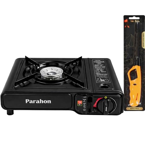 PARAHON Portable Gas Burner Stove, Dual Fuel Butane and Propane Cooker, Lightweight Stainless Steel for Camping and Picnics