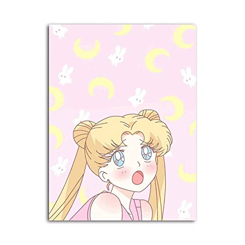 Sailor Moon Canvas Wall Art Anime Cute Girl Posters Pink Theme Anime Wall Pintura Girls Room Bedroom...