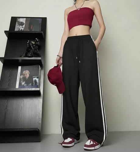 Image of dockstreet Straight Wide fit Long Length Open Bottom Jogger for Women /Trending Multi Pocket Style, Relaxed Casual Pants for Women