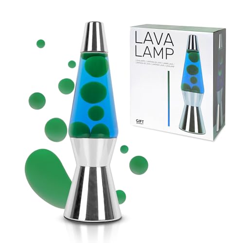 GIFTMARKET – Lampada lava bullet blu e verde. Lampada da tavolo rilassante, luce ambiente originale per adolescenti. Design retrò 31 x 9 cm, regalo divertente e creativo.
