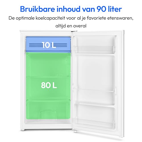 MEDION Koelkast met ijsblokjescompartiment (90L totale capaciteit 80L koelkastcompartiment 10L ijsblokjescompartiment, transparante groentelade, vrijstaand, verwisselbaar deurscharnier, in hoogte vers - Afbeelding 4