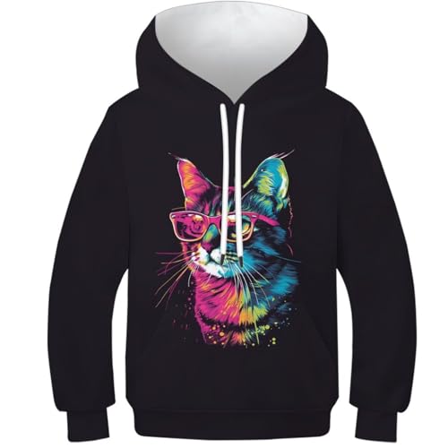 Sweat à capuche chaton enfant motif 3D durable avec poche kangourou