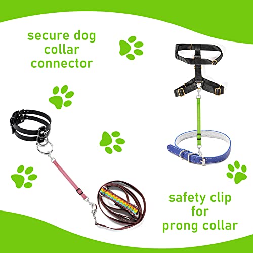 Cobee Puppy Collar Clips, 2 Pcs Reflective Nylon Back-up Connector, Safety Adjustable Harness Clip for Dogs (Green, Pink) - Image 4