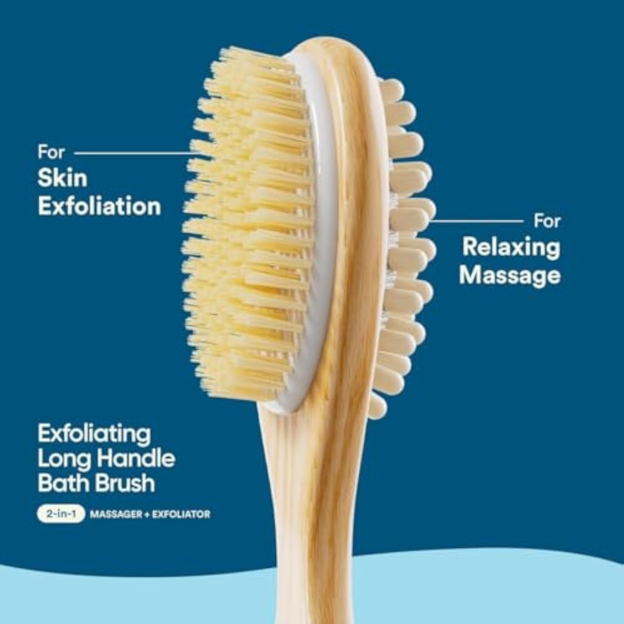 Body Brush for Wet & Dry Brushing, Long Wooden Handle