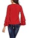 Beyove Women Blouse Round Neck Layered Ruffle Bell Long Sleeve Solid/Polka Dot Casual Shirt Elegant Tee Top, Style 1: Wine Red, XX-Large
