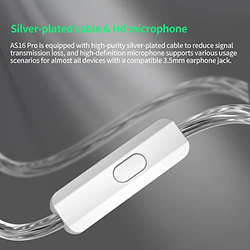 Kz As16 Pro 16 Units Drivers Balanced Armature Earbuds In Ear Monitor Headphones Wired Earphones For Iphone Android Earbuds With Microphone (Black, No Mic) #TOP4