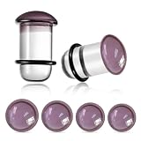Casvort 8 PCS Unique 0.5mm Increments 2g-0g Comfy Pain-free Single Flare Purple Glass Dead Stretching Plugs, Hypoallergenic Body Piercing Tapers, Pierced Ear Lobe Stretching Kits.