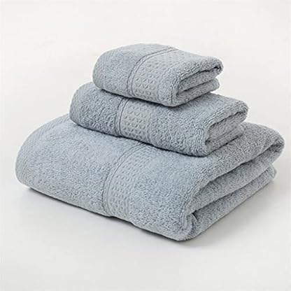 P9IDEDFH 3-teiliges Handtuch-Set, einfarbig, Baumwolle, groß, dick, Badetuch, Badezimmer, Hand, Gesicht, Duschtücher, Zuhause (Farbe: L, Größe C