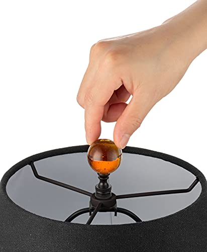 Image of 1 Pack Tawny Crystal Lamp Finial Cap - Handmade, Ball Shaped Patterned Glass with Screw Knob Base, Decoration Accessories for Table and Floor Lamp Shade Top (2 Inches Tall, Bronze Finish)