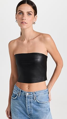 Susana Monaco Women's Faux Leather Crop Tube Top2