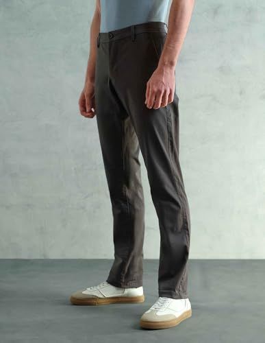 Image of Arrow Sport Men Slim fit Cotton SolidMid Rise waistTrousers
