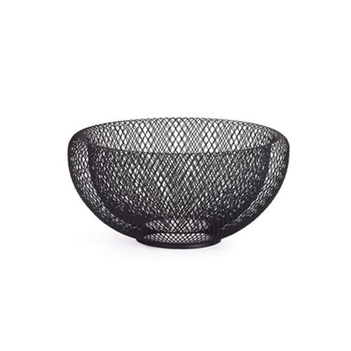 Torre & Tagus9 Inch Black Double Wall Wire Mesh Metal Decorative Bowl, Modern Fruit Bowl Basket for Kitchen Island, Dining Room Table, Entryway Console, Great Room Accent Table, Home Office Decor