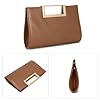 EVEOUT Pochette en Cuir PU Femmes Clutch Sac à Main de Soirée avec chaîne Sac à bandoulière élégant pour Mariage Plage Vacances(Marron) #2