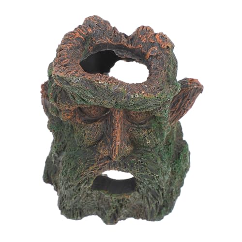 GETAJGHSD 水槽装飾にな 樹脂製岩洞 隠れ家として使える リアルなツイスト人面木の幹デザイン 飼育環境を促進し 簡単メンテナンス可能