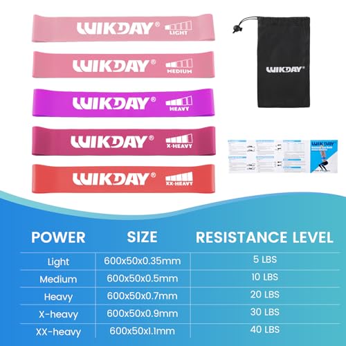Image of WIKDAY Resistance Bands for Working Out Exercise Loop Bands Workout Bands Set for Men Women Body Stretching, Crossfit Training, Home Workout, Physical Therapy, Booty Legs, Set of 5