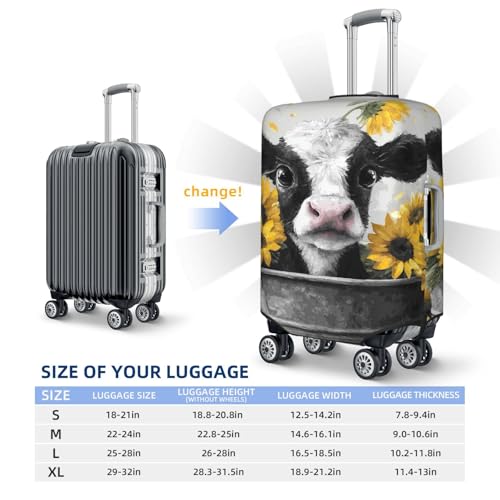 Cute Cow In An Old Metal Tub Elastic Travel Luggage Covers Dustproof Scratch-Resistant Suitcase Protector Fit 22-24 Inch4