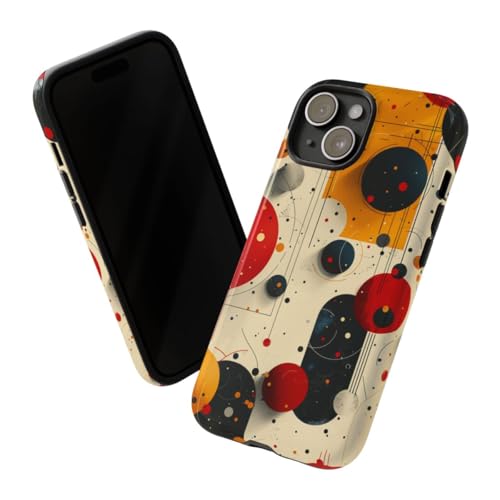Coque rigide iPhone 15 motif géométrique abstrait cercles brillant - 2