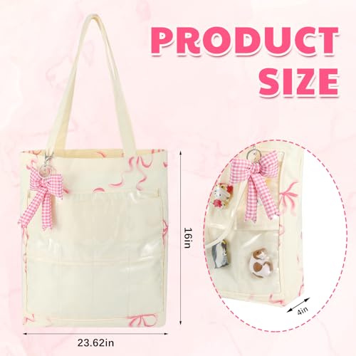 Image of Eccliy 8 Grid Figure Tote Bag Clear Figure Display Bag with Bowknot Portable Display Case for Small Doll