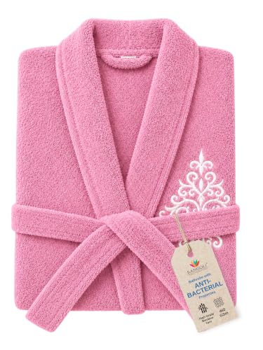 Image of RANGOLI Premium Women's Knee-Length 460 GSM Bamboo Bathrobe in Half Sleeves with 2 Pockets & Belt Closure with Ultra Soft Fabric & Skin-Friendly (Purple-S) | Royal Bamboo