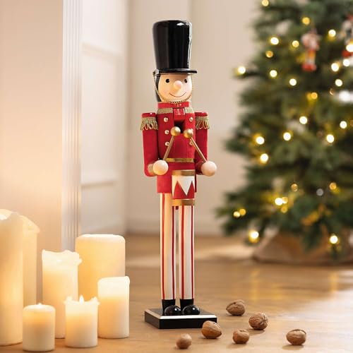 FRANK FLECHTWAREN Deko-Nussknacker Zinnsoldat, groß mit 60 cm EIN...