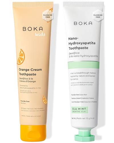 Boka Fluoride Free Toothpaste Nano Hydroxyapatite Toothpaste - Ela Mint, Orange Cream Flavor, 4 oz 2Pk US Manufactured