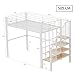 Hochbett 140 x 200 Stabile Metallkonstruktion mit geräumigem Stauraum unter dem Bett und Treppe Ideal für Kinder und Erwachsene Stauraumbett für maximale Platzeffizienz (Weiß)