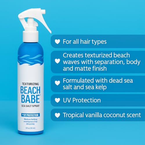 Beach Babe Sea Salt Spray Texturizing Hair Mist with UV Protection, 8 fl oz (Pack of 1)