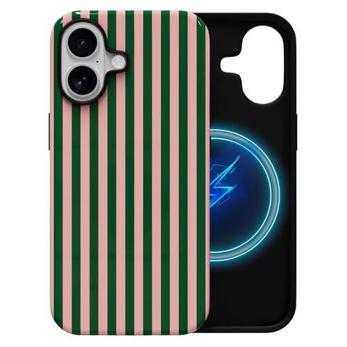 Jolie coque iPhone 16 MagSafe idée cadeau pour femme design rayures