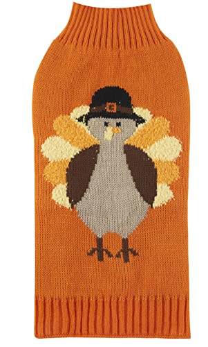 Lanyarco Thanksgiving Fall Dog Clothes Outfit Turkey Pet Dog Sweater for Dogs Male Female, Large (L) Size 16