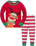 Little Hand Jungen Schlafanzug Kinder Weihnachts Pyjama Rentier Kleinkind Langarm Nachtwäsche Set 116