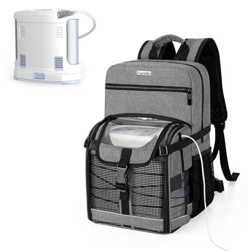 CURMIO Travel Backpack Compatible with Inogen OxyGo and Caire Units Portable Oxygen Concentrator Bag with Storage Compartment Gray (Bag Only Patent Pending)
