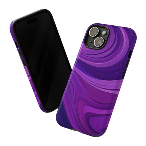 Coque iPhone 15 rigide anti-rayures motif abstrait violet