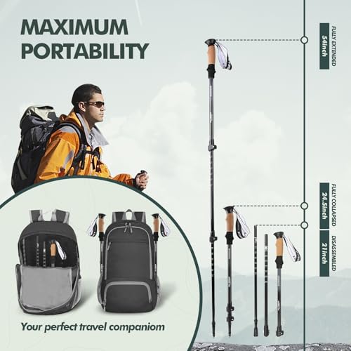 image for KINGGEAR Nordic Walking Stick, TP1 Hiking Poles Retractable Lightweigh