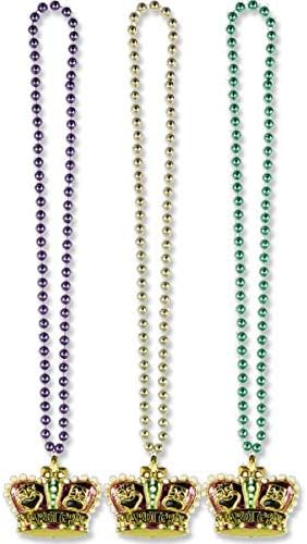 Amscan Bold & Festive Large Crown Bead Necklace - 46", Premium Colorful Plastic Fashion Accessory - Ideal for Parties & Events image 4