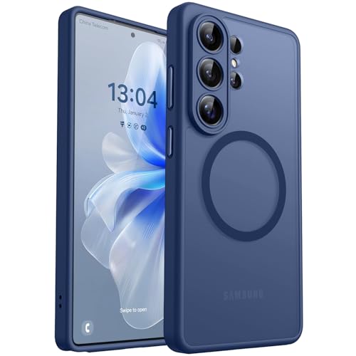 Image of CANSHN Designed for Samsung Galaxy S26 Ultra Case (6.9 inch), Upgraded [Full Camera Protection] [Compatible with Magsafe] [Translucent Matte] Shockproof Protective Phone Cover, Deep Blue