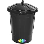 CrazyGadget® 80 Litre 80L Extra Large Colour Plastic Dustbin Kitchen House Garden Storage Unit Bin with Clip Locking Lid (Black)