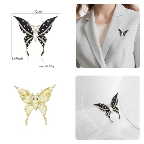 Image of ABJFJE Gold Enamel Crystal Butterfly Brooches for Womne Elegant Rhinestone Pearl Animal Brooch Pins Fashion Jewelry Brooch pin Accessories for Women Gift