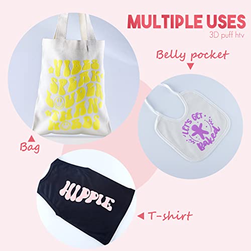 Tintnut Puff Vinyl Heat Transfer - 11 Sheets 12 X 10Inches 3D Puff Htv Heat Transfer Vinyl Foaming Puff Htv Colorful Puffy Htv Iron On Vinyl For T-Shirts Diy Compatible With Cricut Or Silhoutte Cameo #TOP6