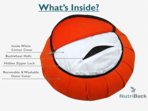 Image of Buckwheat ZAFU Meditation Cushion Filled with Buckwheat Hulls (Orange)