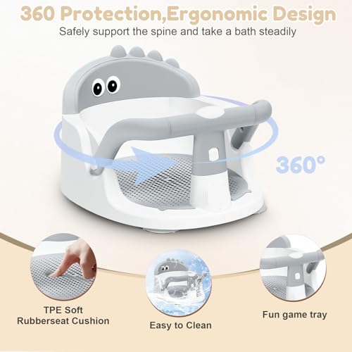 image for Lerrutue Baby Bath Seat for Babies 6 Months & Up Sitting Up, Non-Slip 