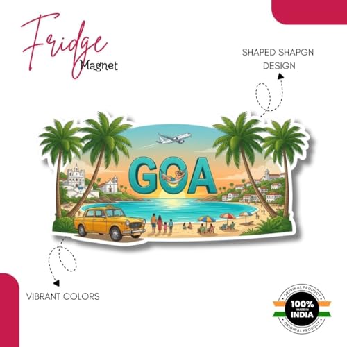 Image of Souvenir Fridge Magnet | Collectible Indian State Travel Magnets | Printed MDF Wooden High-Power Magnet for Refrigerator, Almirah & Office Decor(Goa B)